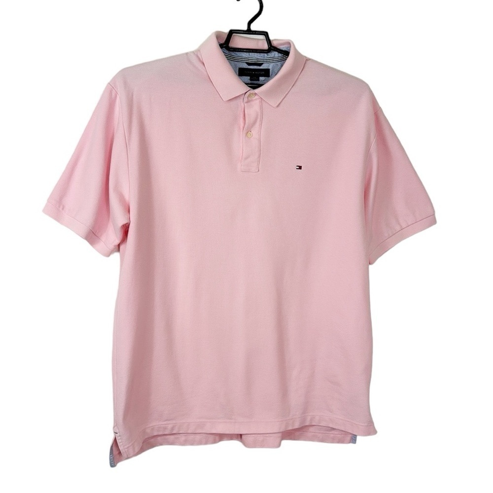 Tommy‎ Hilfiger PIque Knit Polo Shirt Men's XXL Pink Short Sleeve